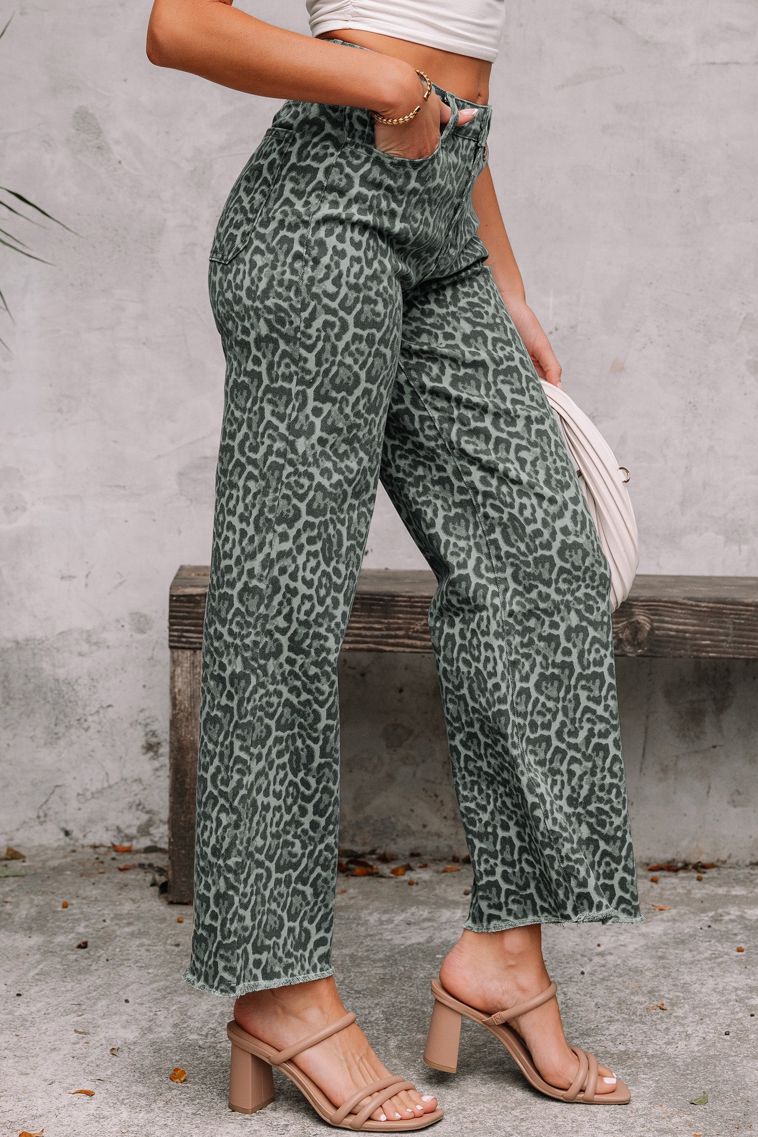 Wild Side Leopard Wide Leg Jeans