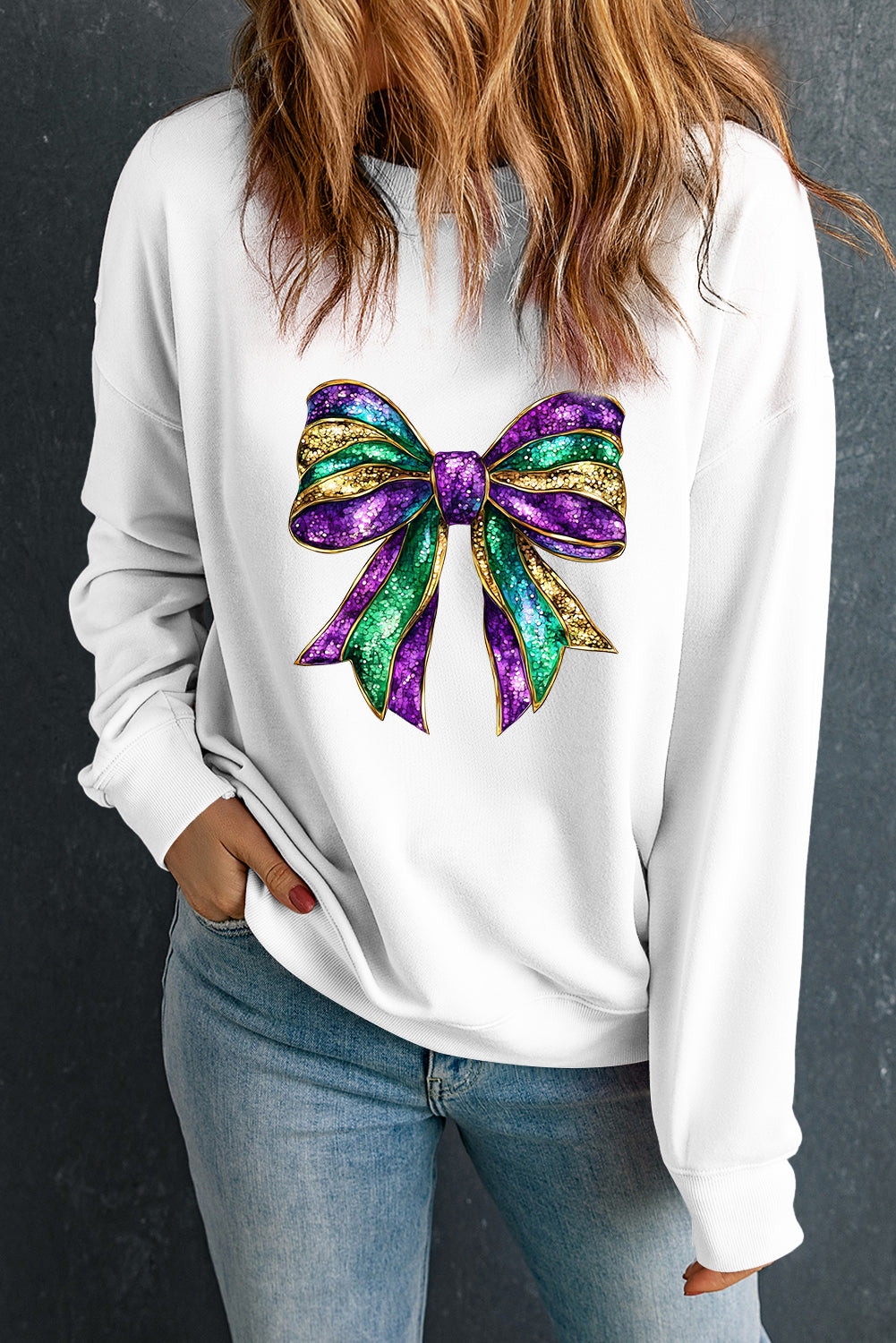 Mardi Gras Bow Sweatshirt