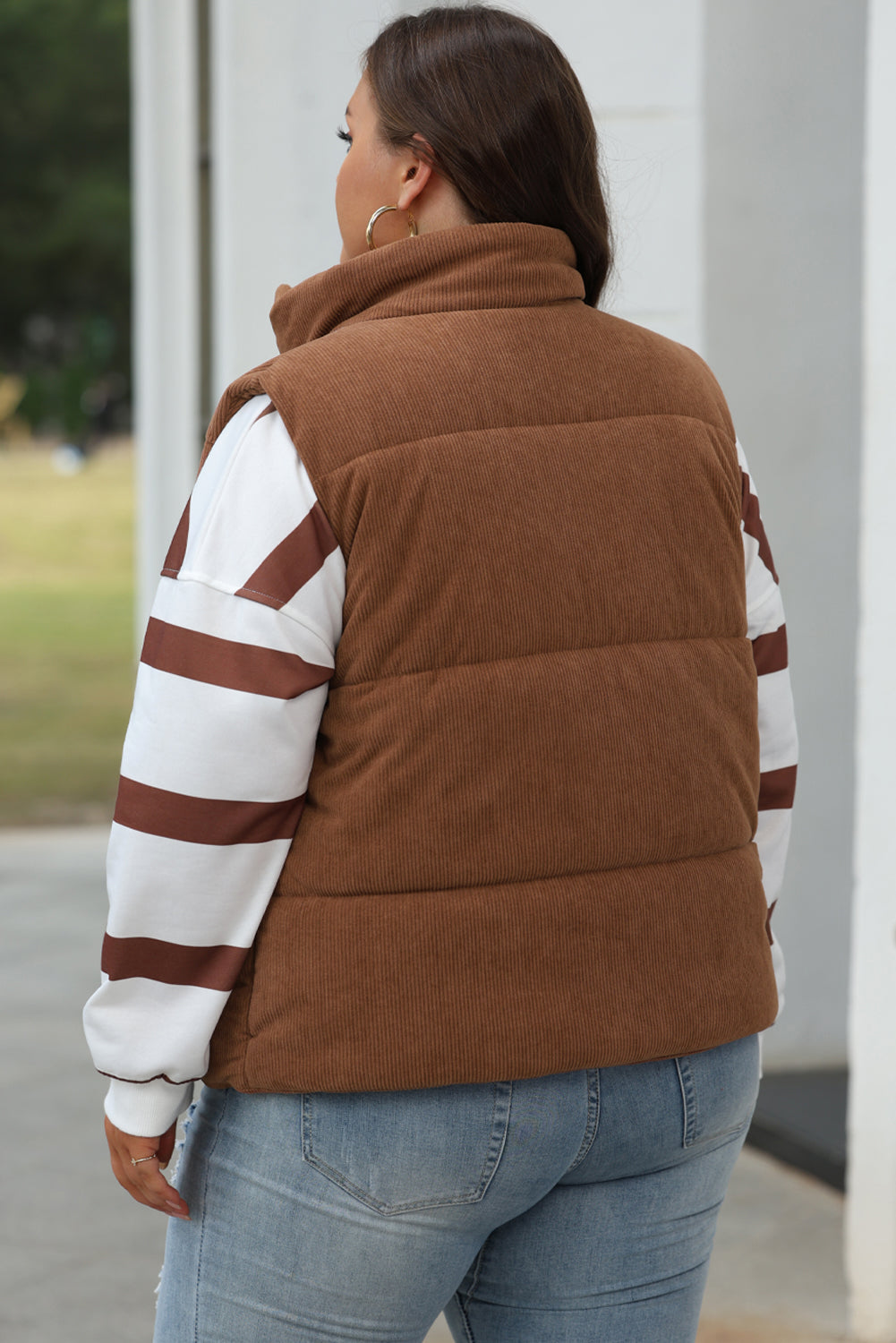 Coffee Corduroy Puffer Vest