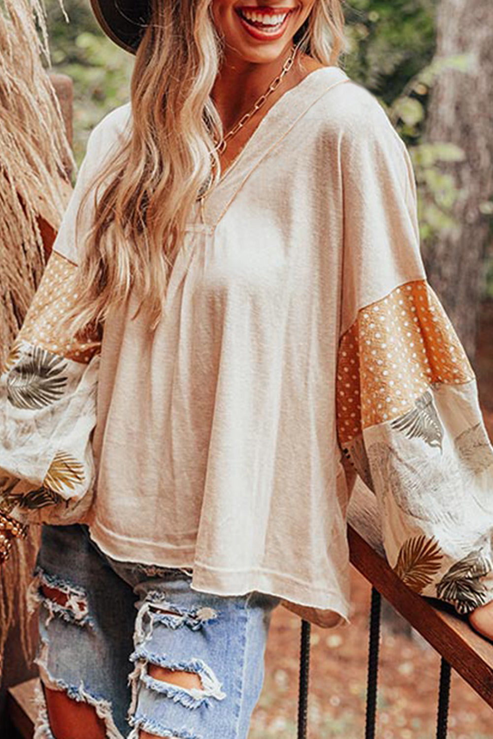 Prairie Patchwork Puff Sleeve Blouse