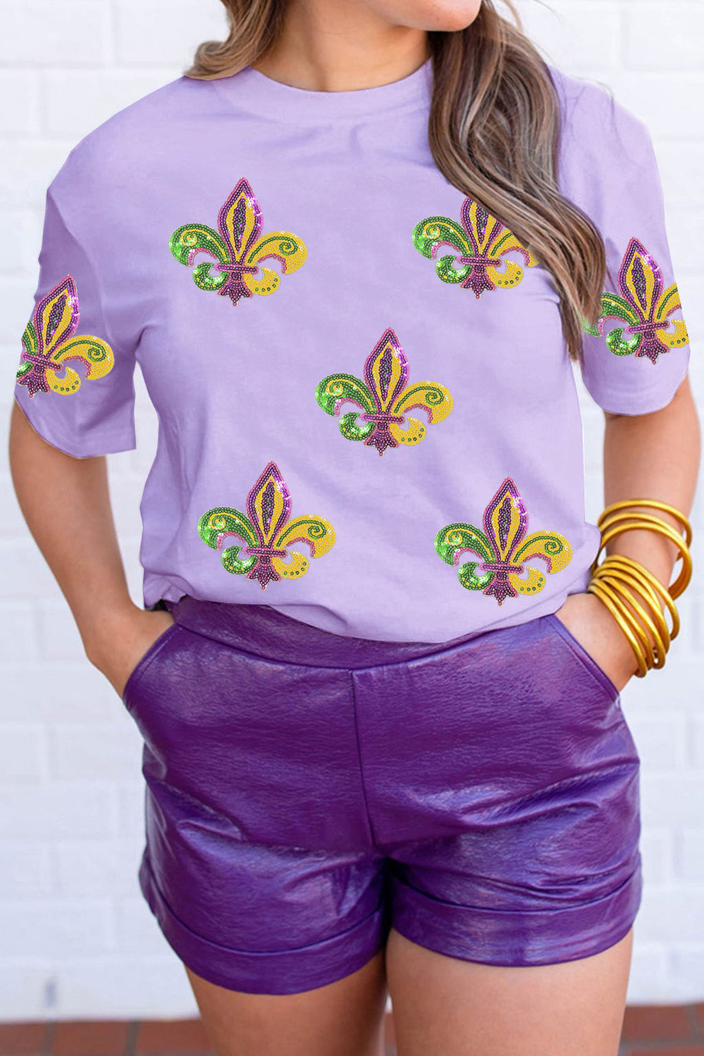 Mardi Gras Wisteria Sequin Tee
