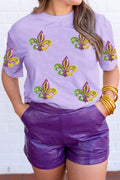 Mardi Gras Wisteria Sequin Tee
