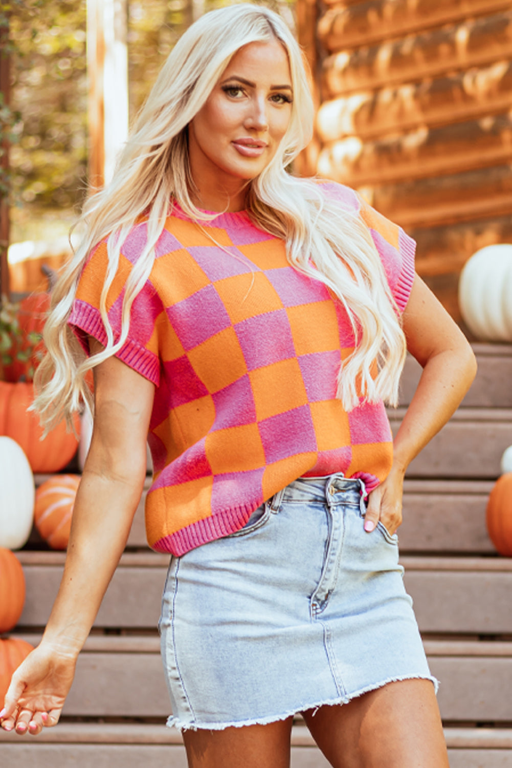Cozy Colorblock Plaid Sweater Tank