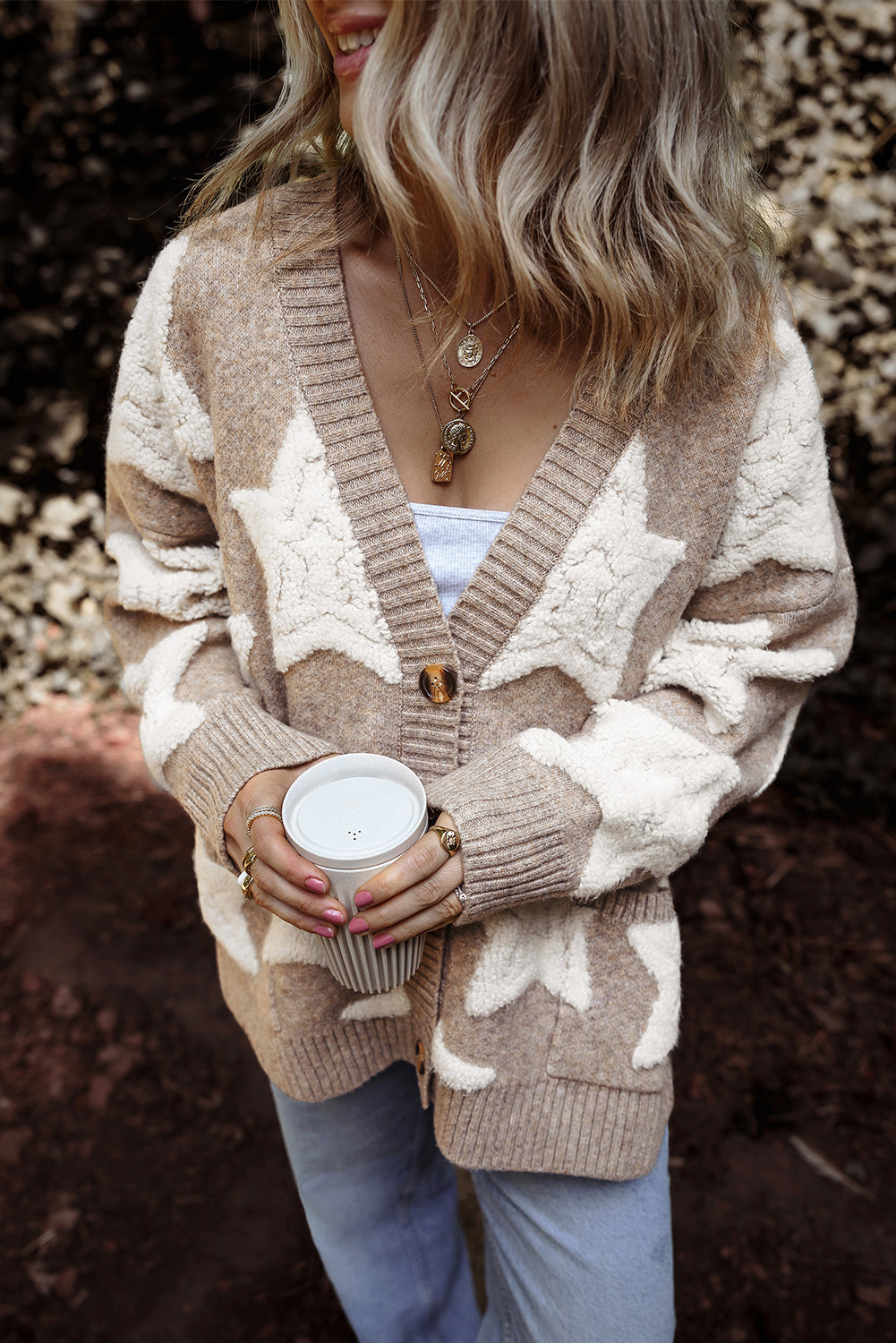 Cozy Sherpa Star Pocket Cardigan