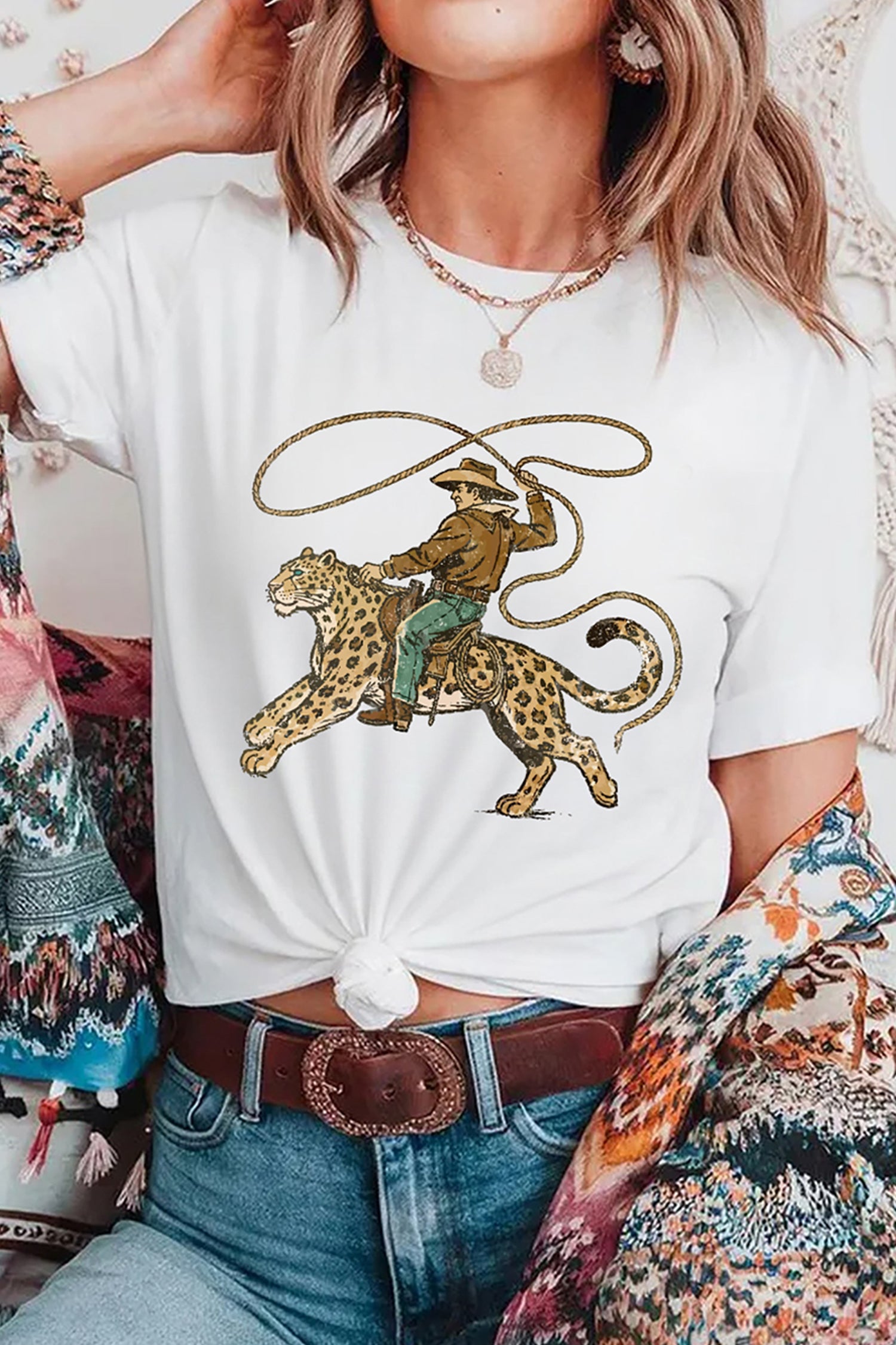 Rodeo Leopard Cowboy Graphic Tee
