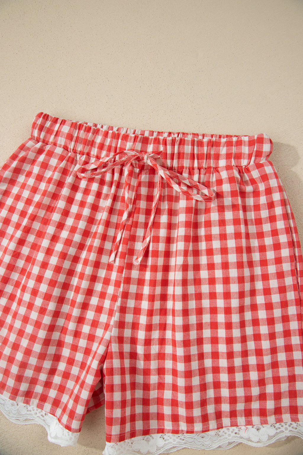 Southern Gingham Lace Trim Shorts
