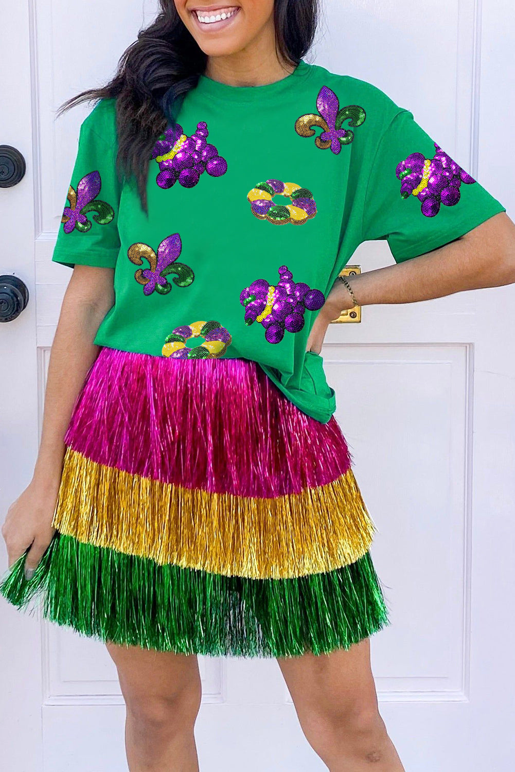 Mardi Gras Sequin Patch Tee