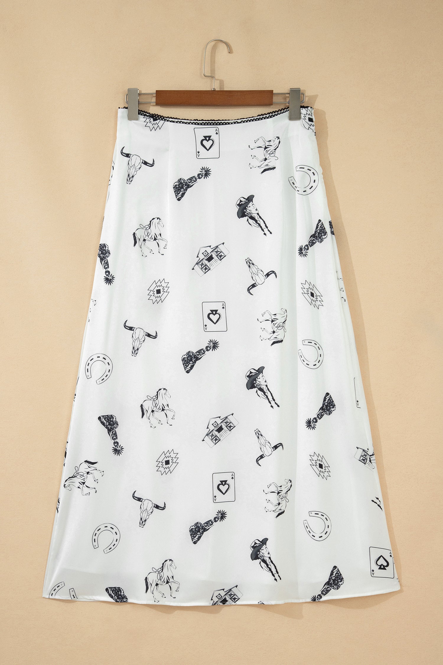 Western Rodeo Satin Maxi Skirt
