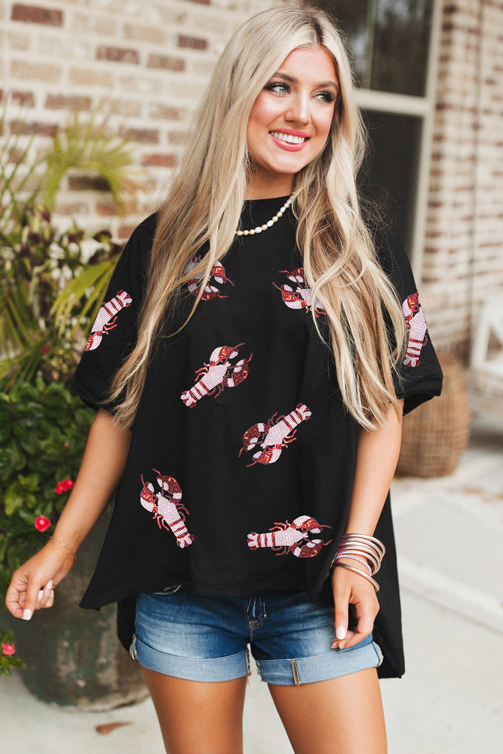 Louisiana Sequin Crawfish Tee