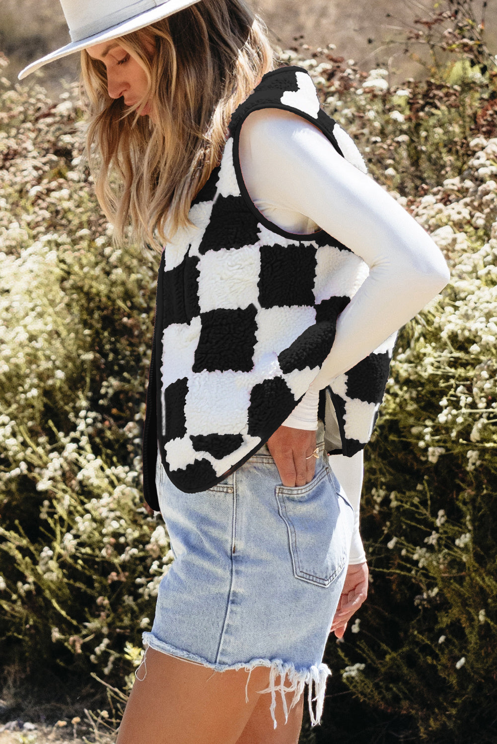 Cozy Checkered Sherpa Vest