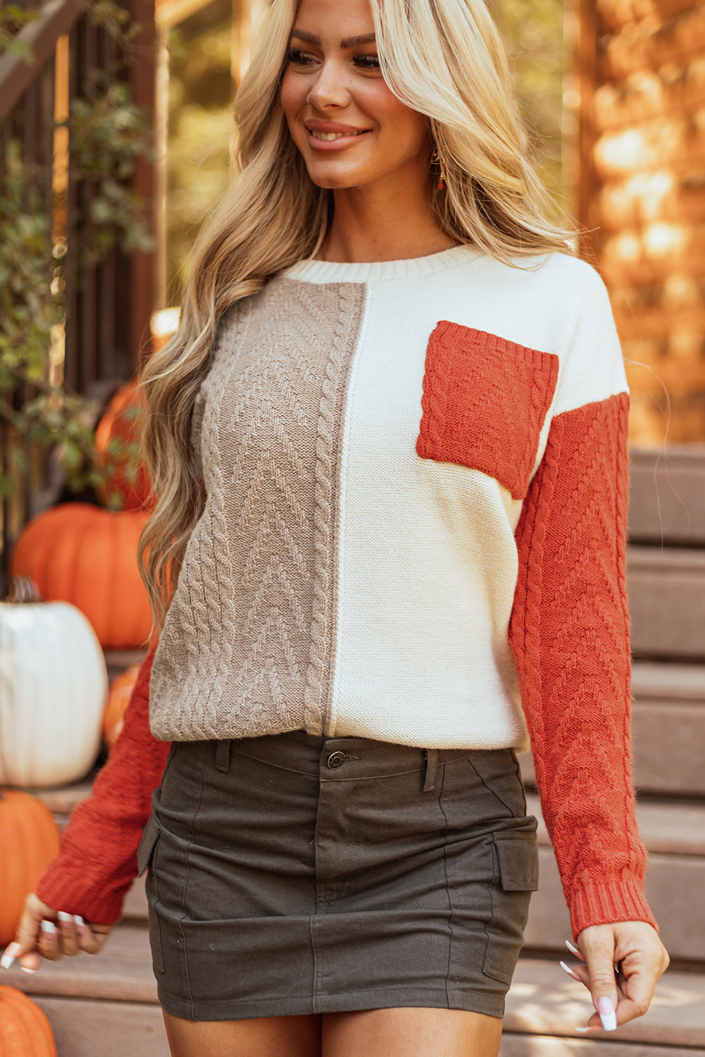 Golden Hour Colorblock Pocket Sweater