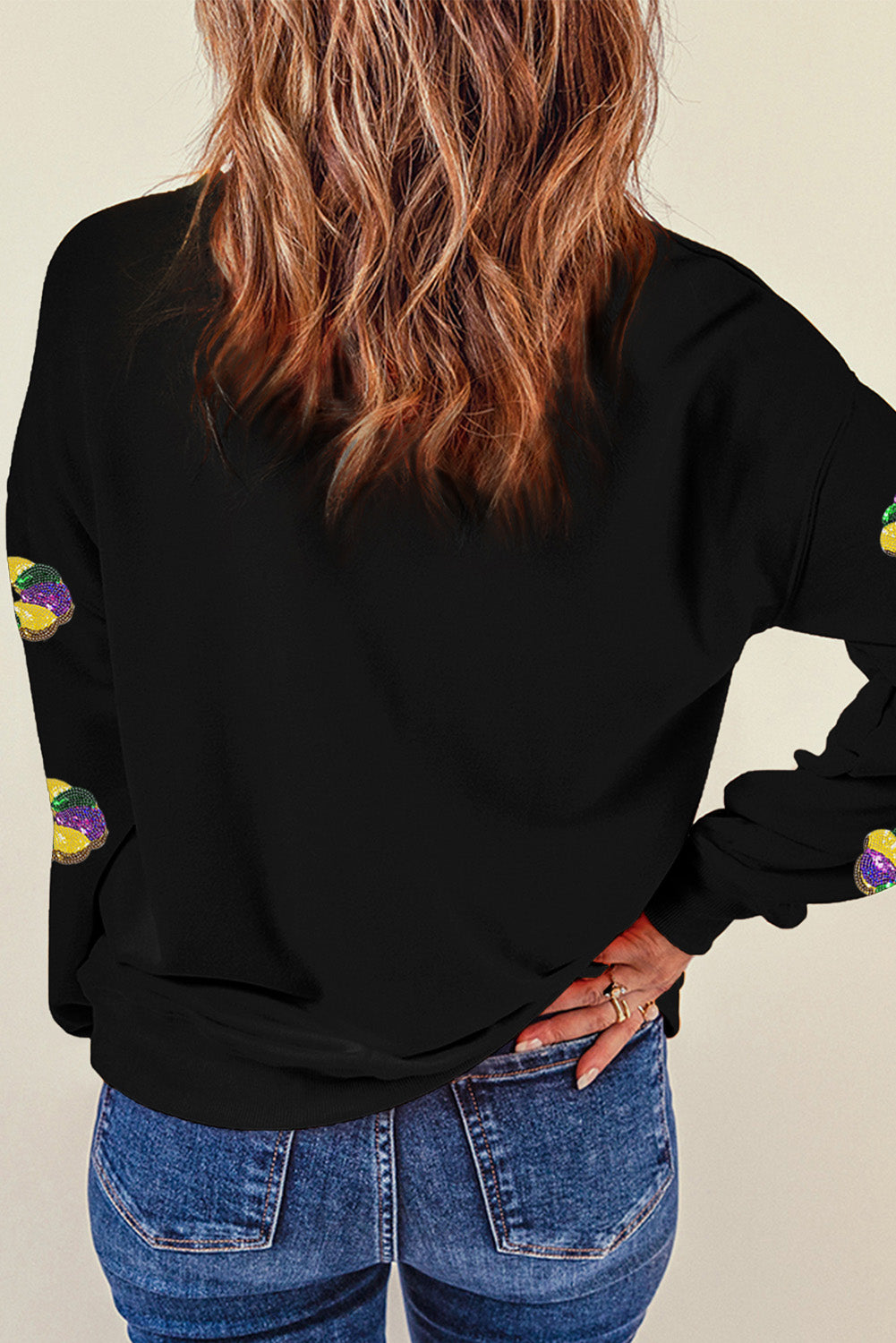 Mardi Gras Sequin Donut Sweatshirt