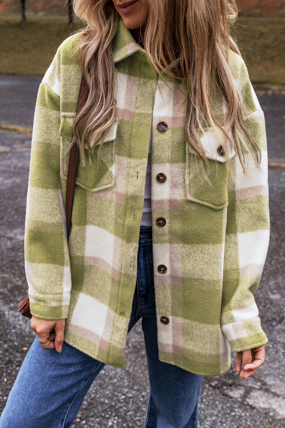 Sage Plaid Pocket Shacket