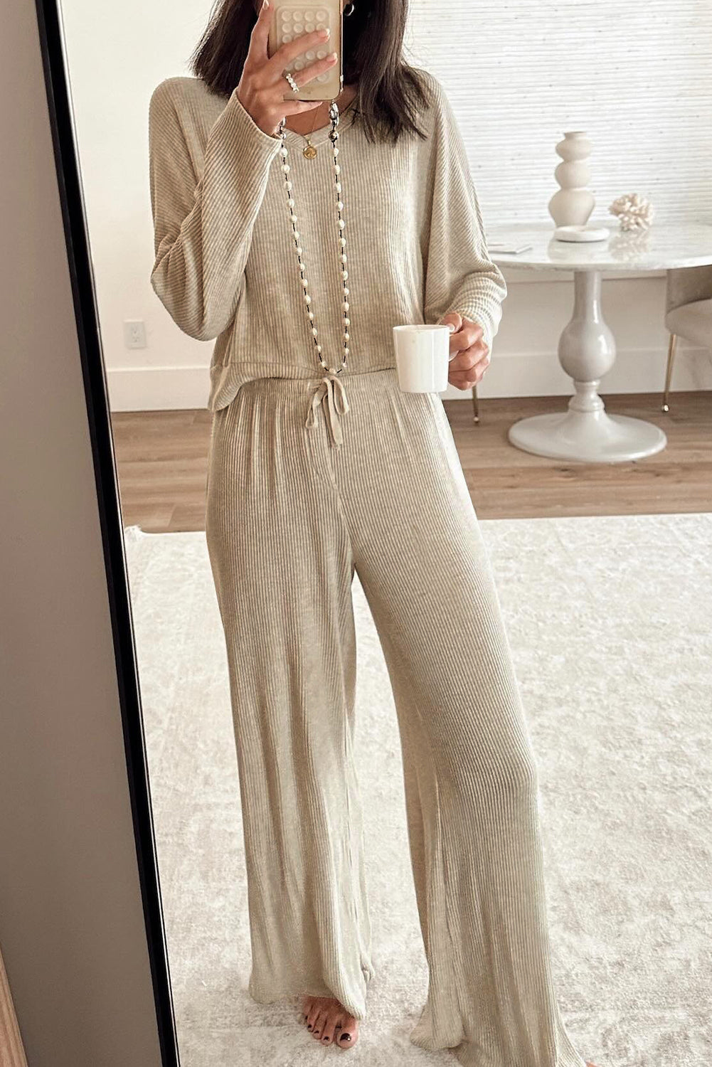 Cozy 3D Ribbed Lounge Pant Set