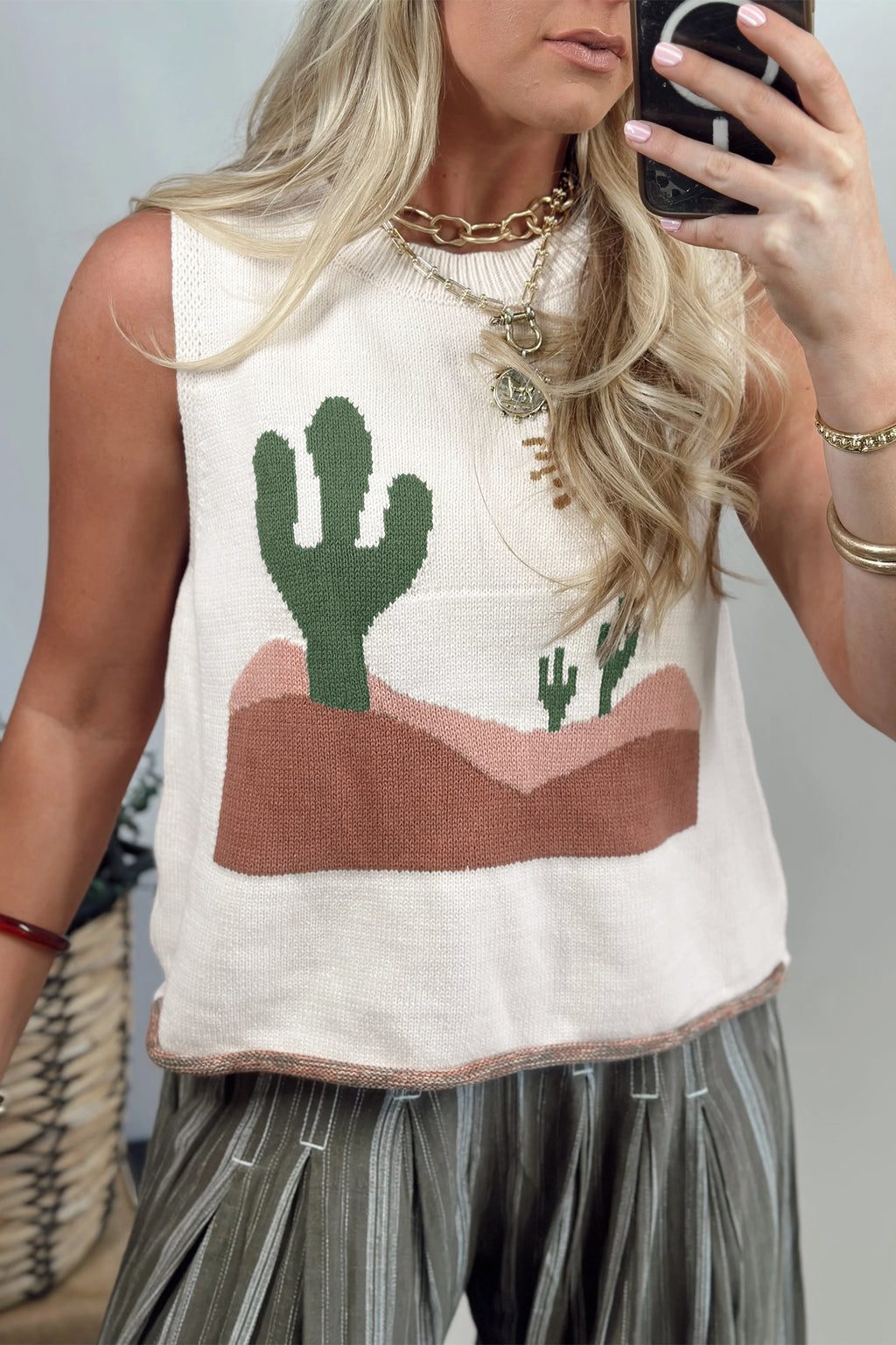 Desert Oasis Cactus Sweater Vest