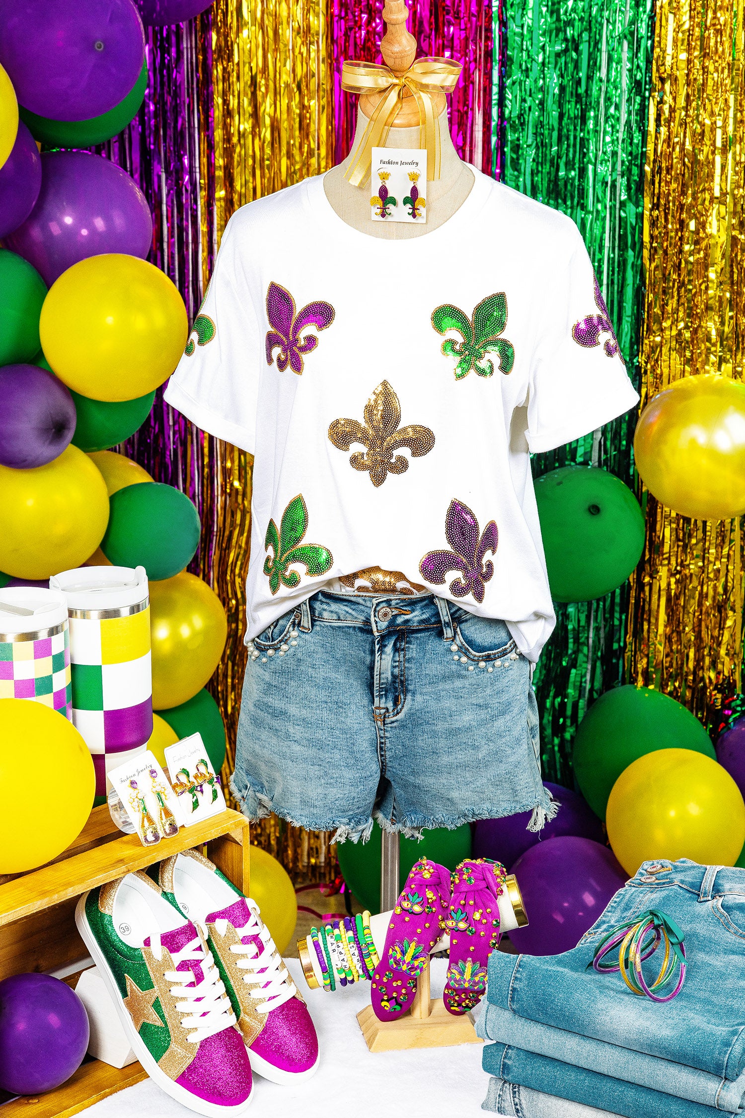Mardi Gras Sequin Fleur de Lis Tee
