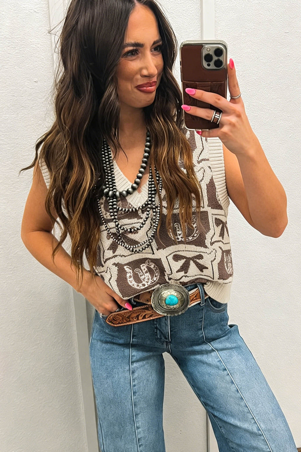 Lucky Bow Western Sweater Vest