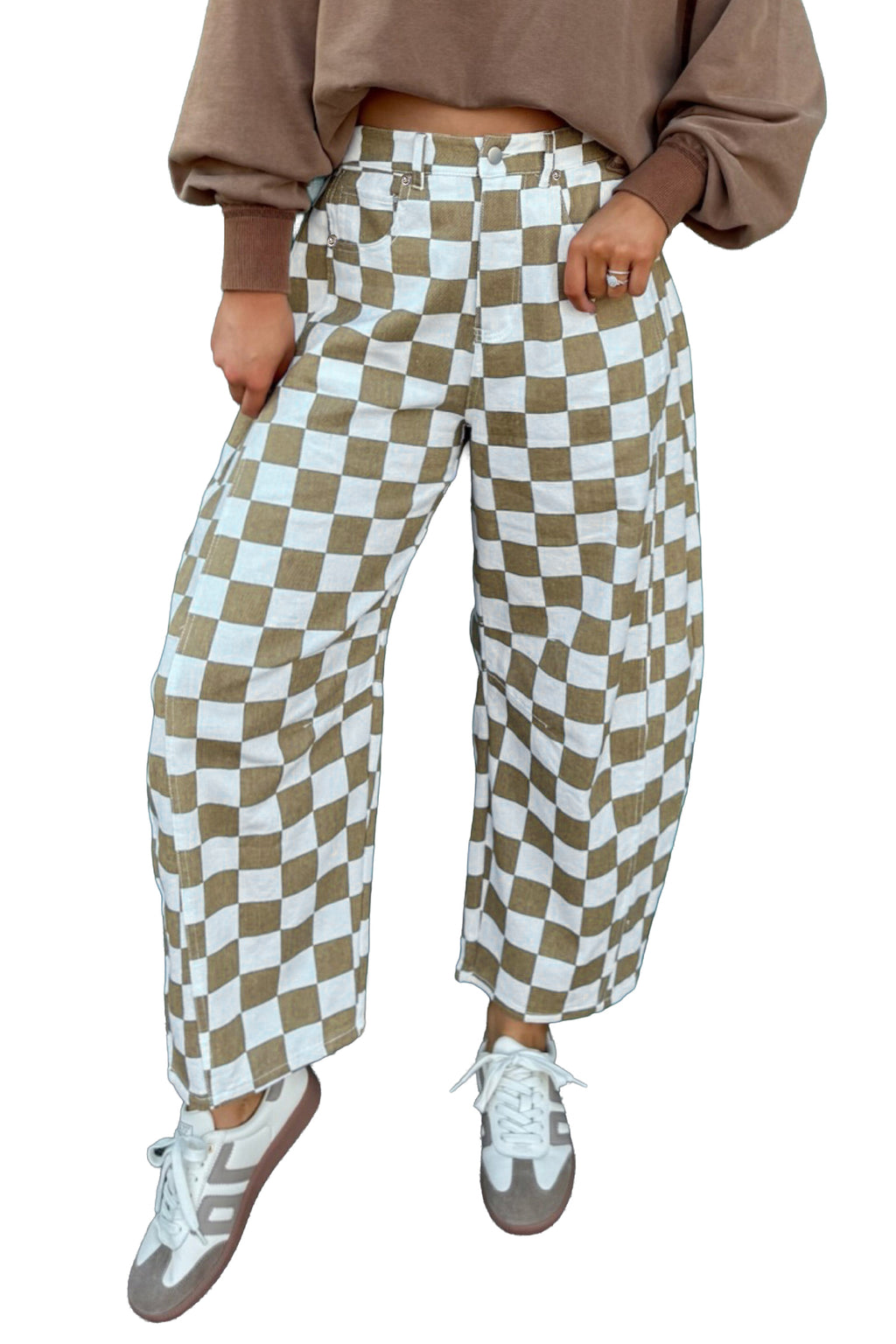Rebel Checkered Barrel Jeans