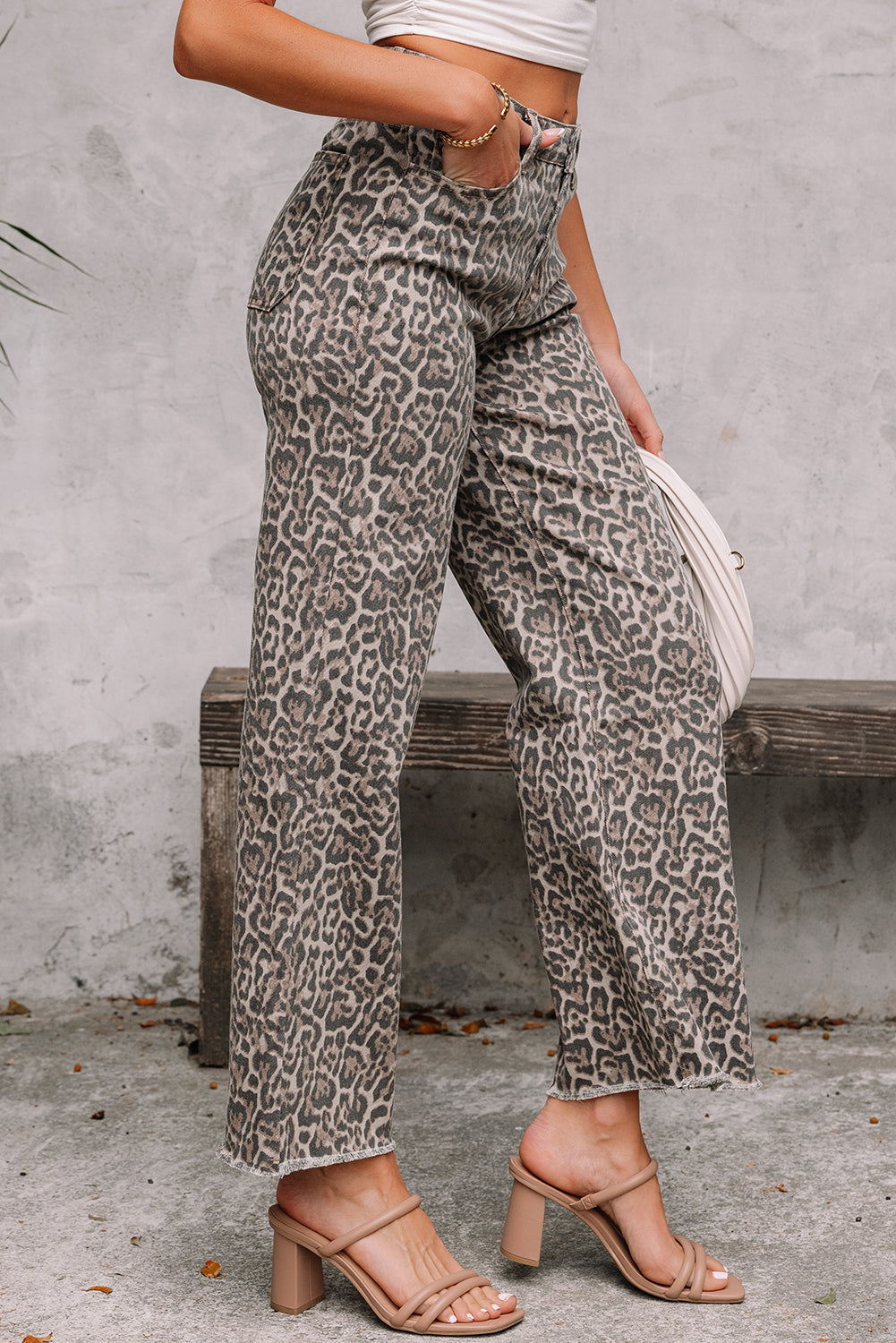 Wild Side Leopard Wide Leg Jeans