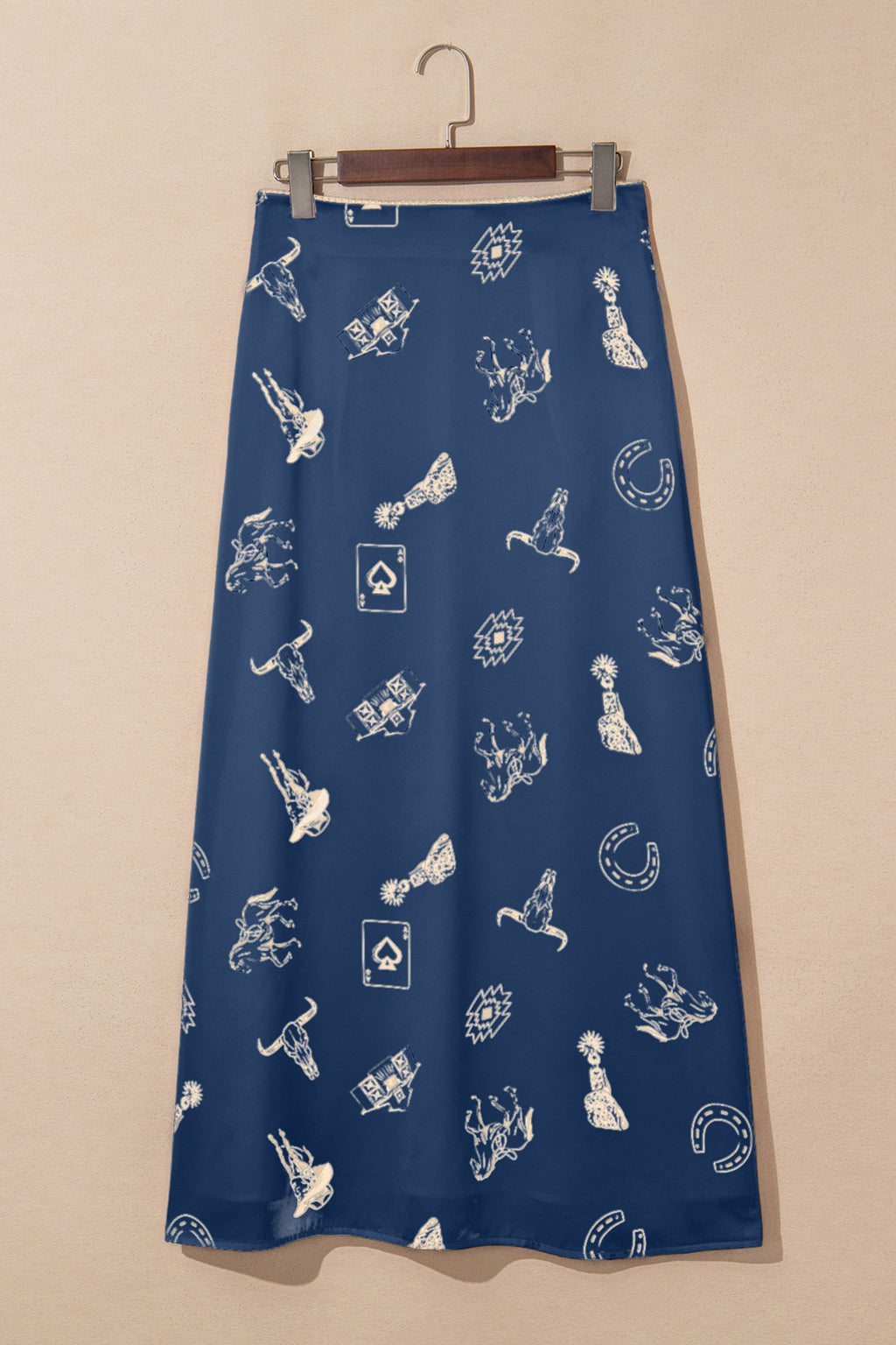 Western Rodeo Satin Maxi Skirt