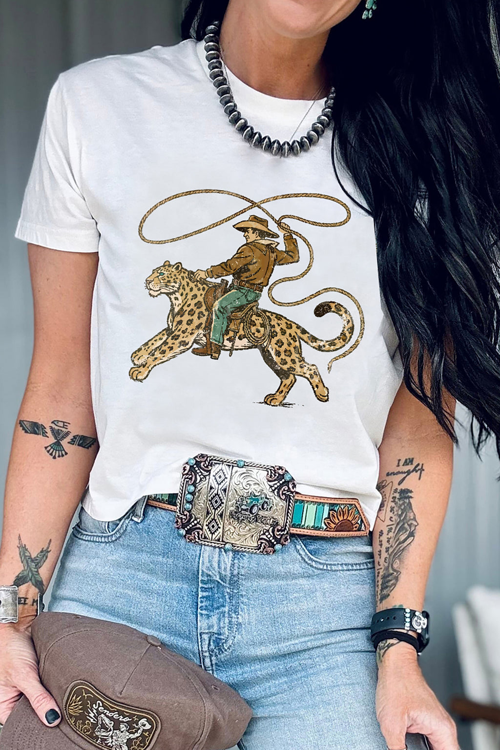 Rodeo Leopard Cowboy Graphic Tee