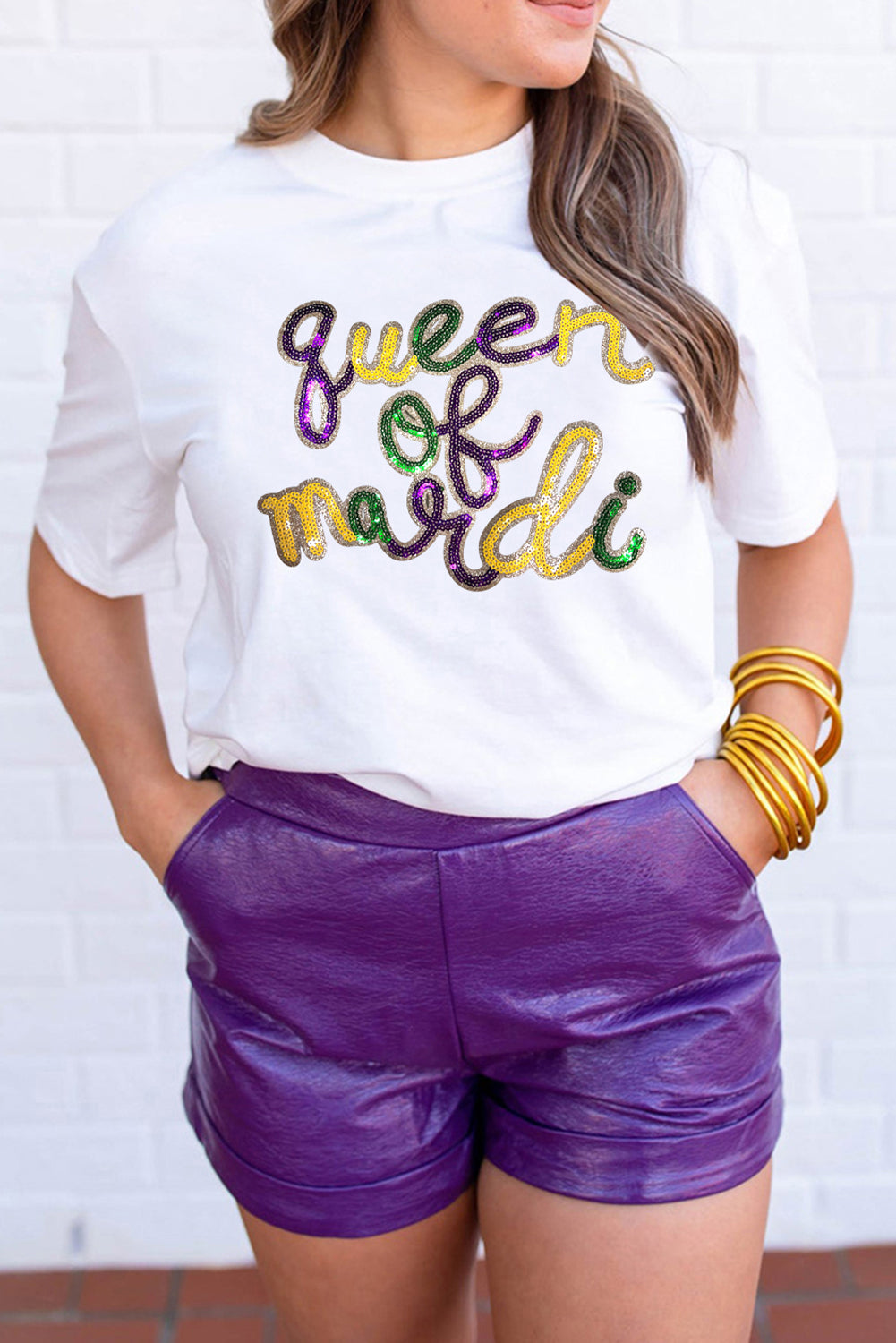 Queen of Mardi Gras Sequin Tee