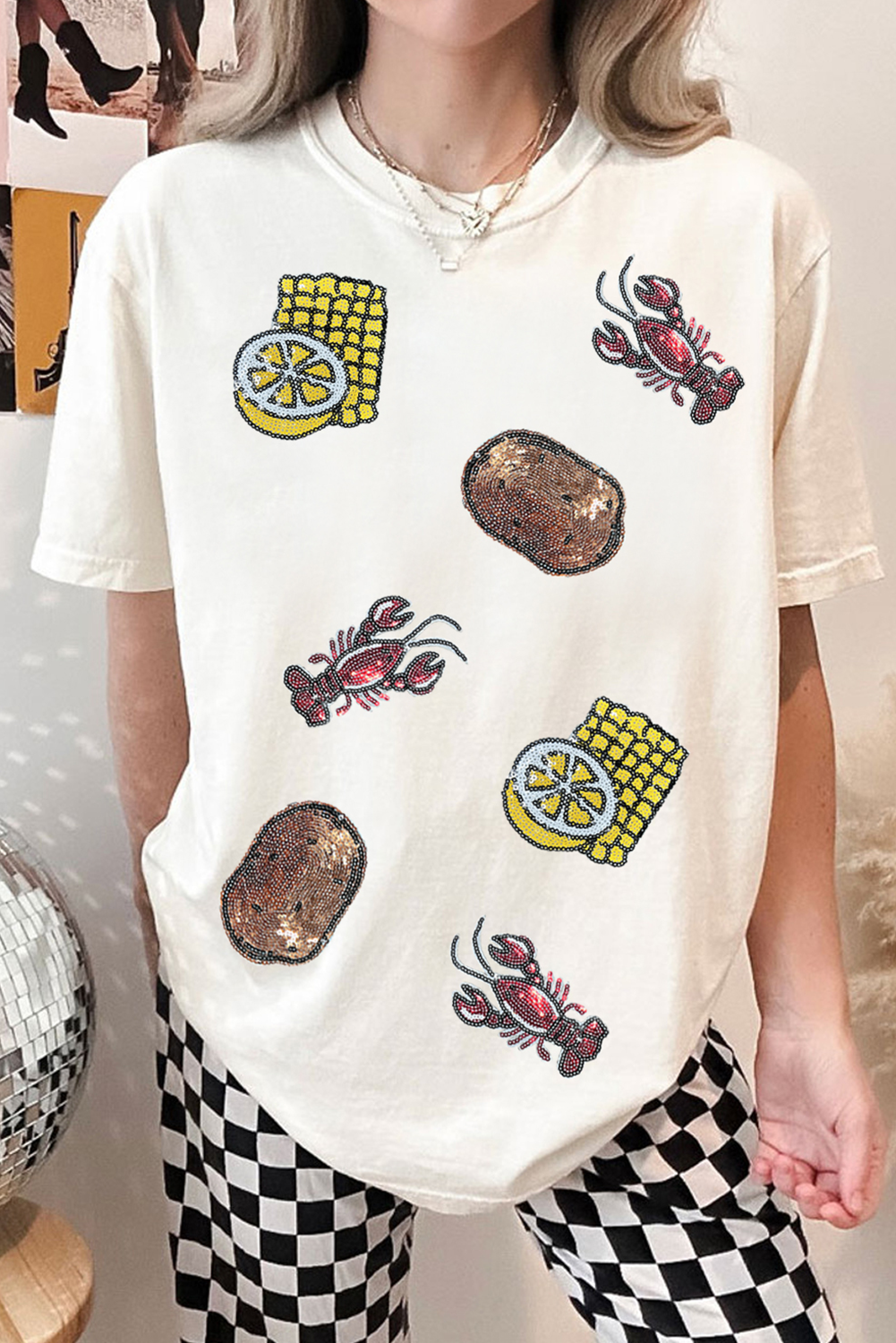 Louisiana Crawfish Boil Sequin Tee