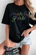 Mardi Gras Rhinestone Letter Tee