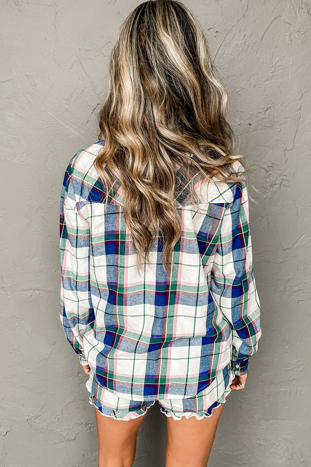 Blue Plaid Short Lounge Set
