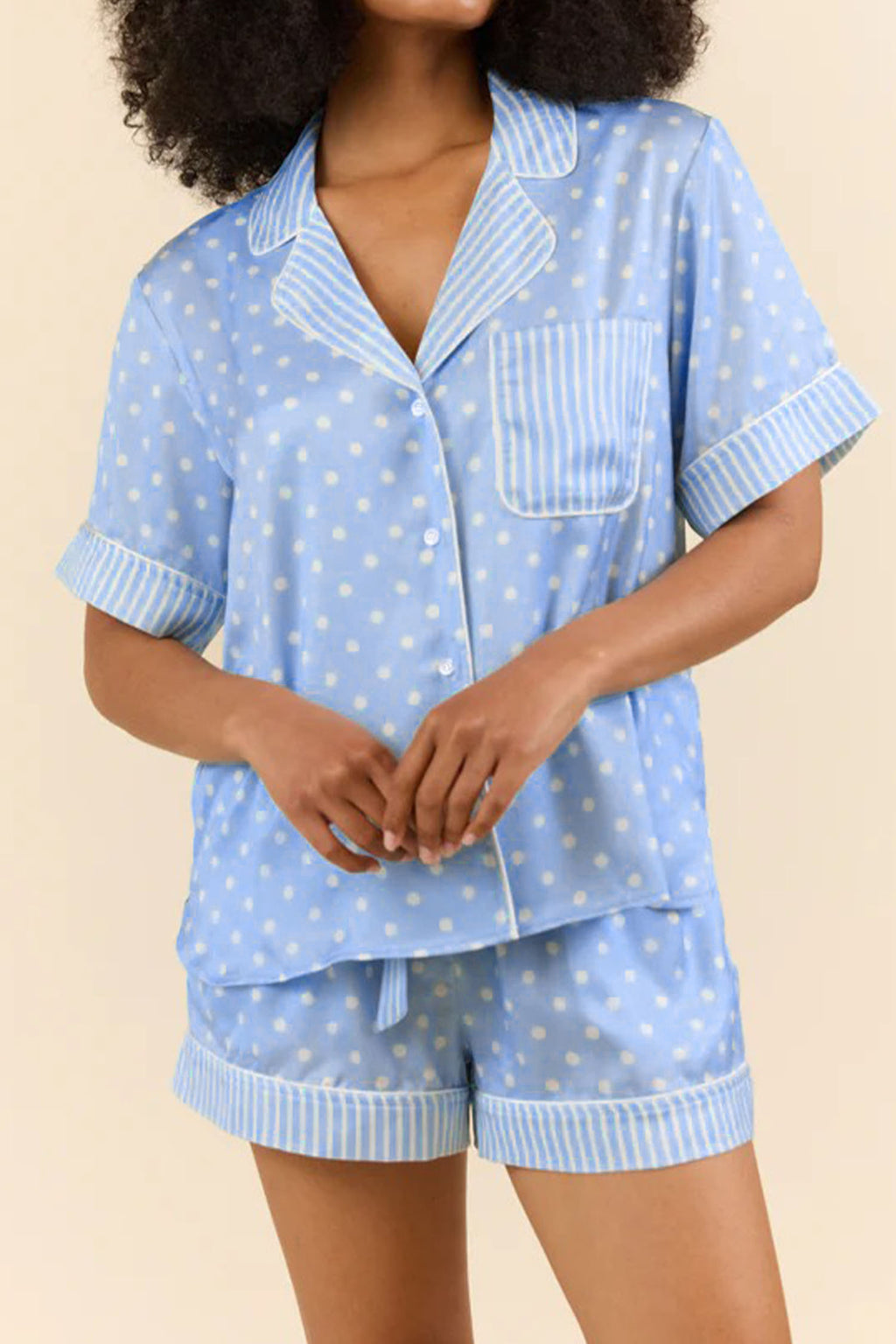 Sky Blue Dotted Pajama Set