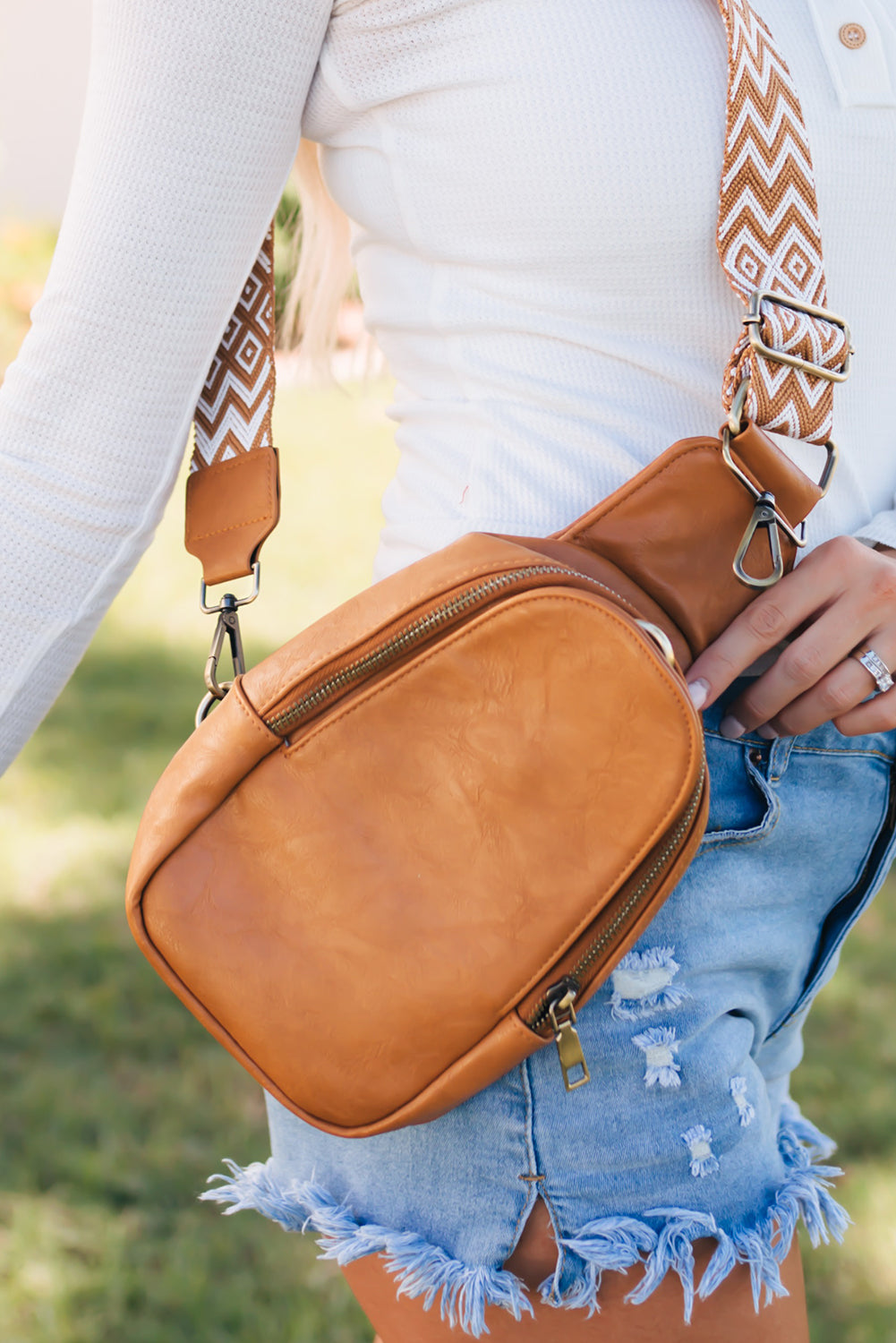 Outlaw Brown Faux Leather Crossbody Bag