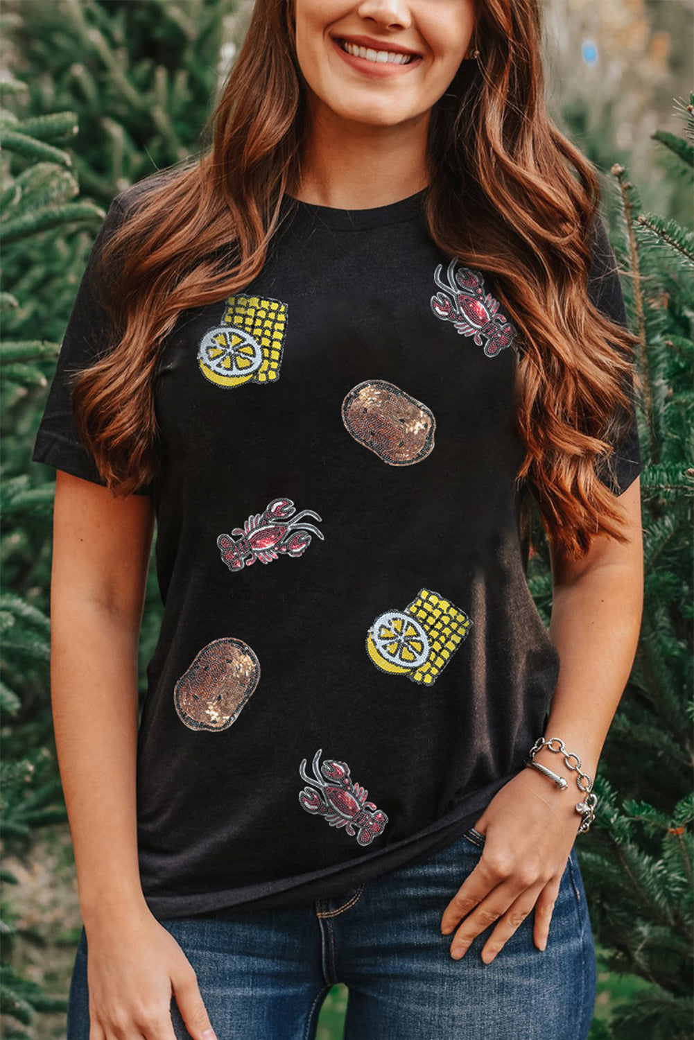 Louisiana Crawfish Boil Sequin Tee
