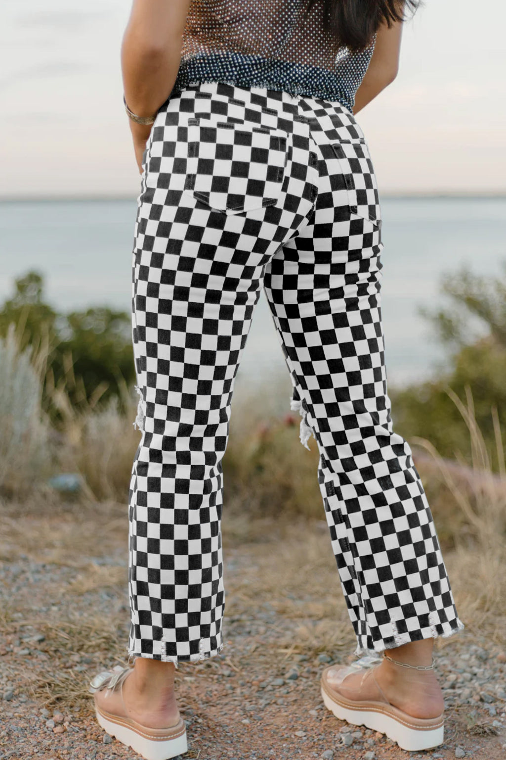 Rebel Checkerboard Distressed Jeans
