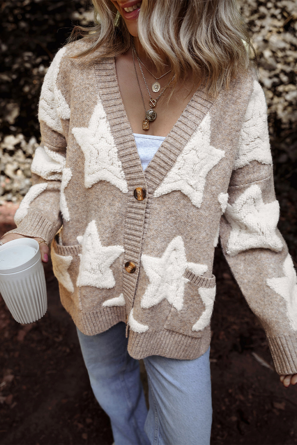 Cozy Sherpa Star Pocket Cardigan
