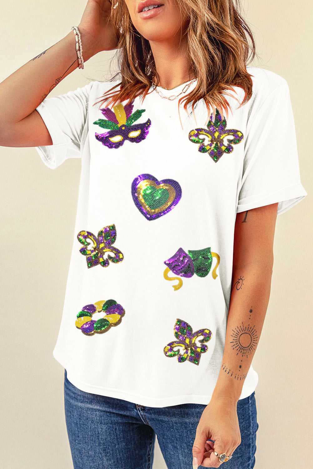 Mardi Gras Sequin Symbol Tee