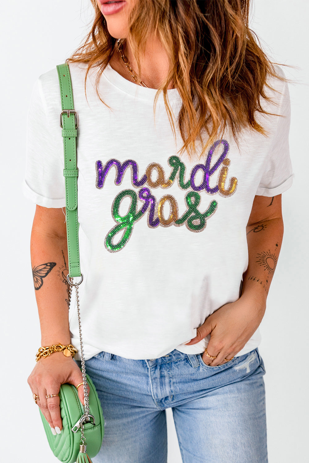 Mardi Gras Sequin Graphic Tee