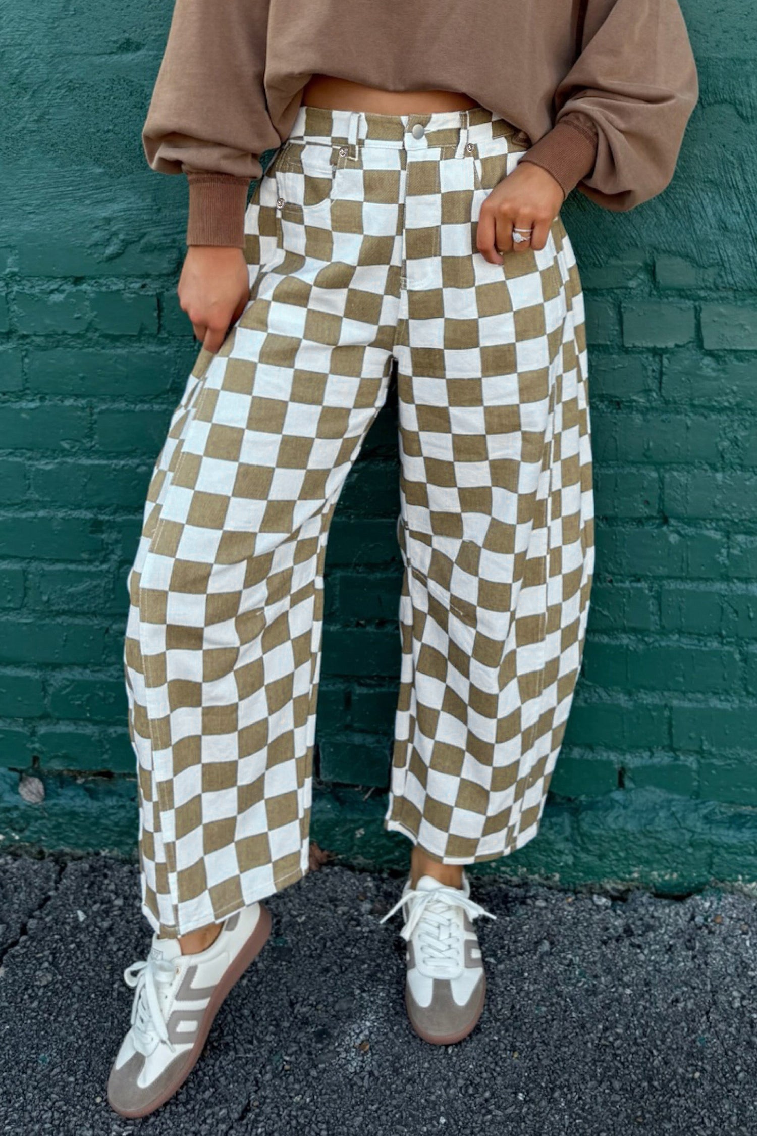 Rebel Checkered Barrel Jeans