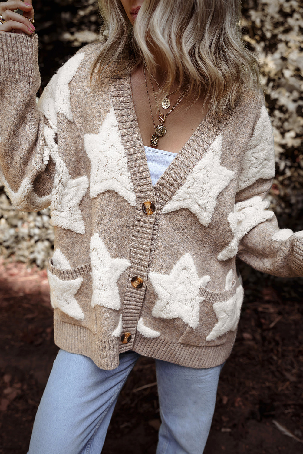 Cozy Sherpa Star Pocket Cardigan
