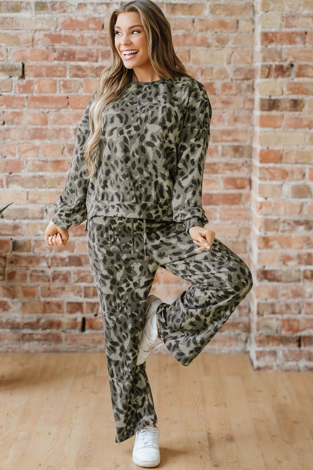 Wild Side Raw Seam Leopard Pant Set