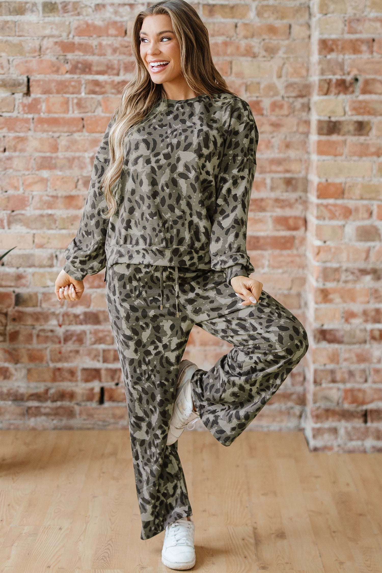 Wild Side Raw Seam Leopard Pant Set