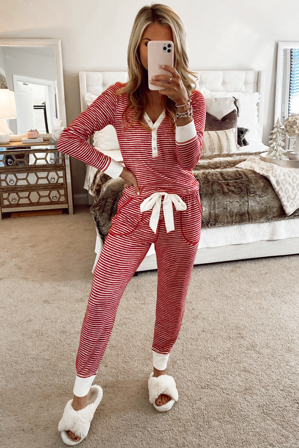 Holiday Red Stripe Lounge Pant Set