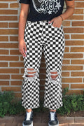Rebel Checkerboard Distressed Jeans