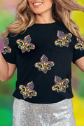 Mardi Gras Sequin Fleur de Lis Tee