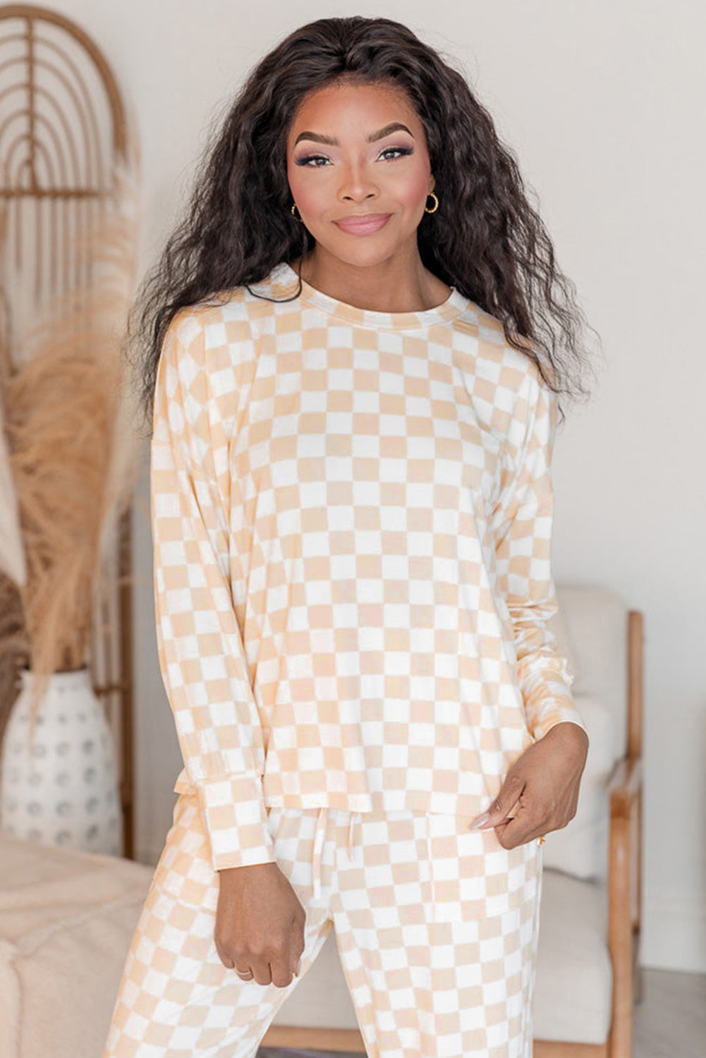 Cozy Checkered Pant Lounge Set