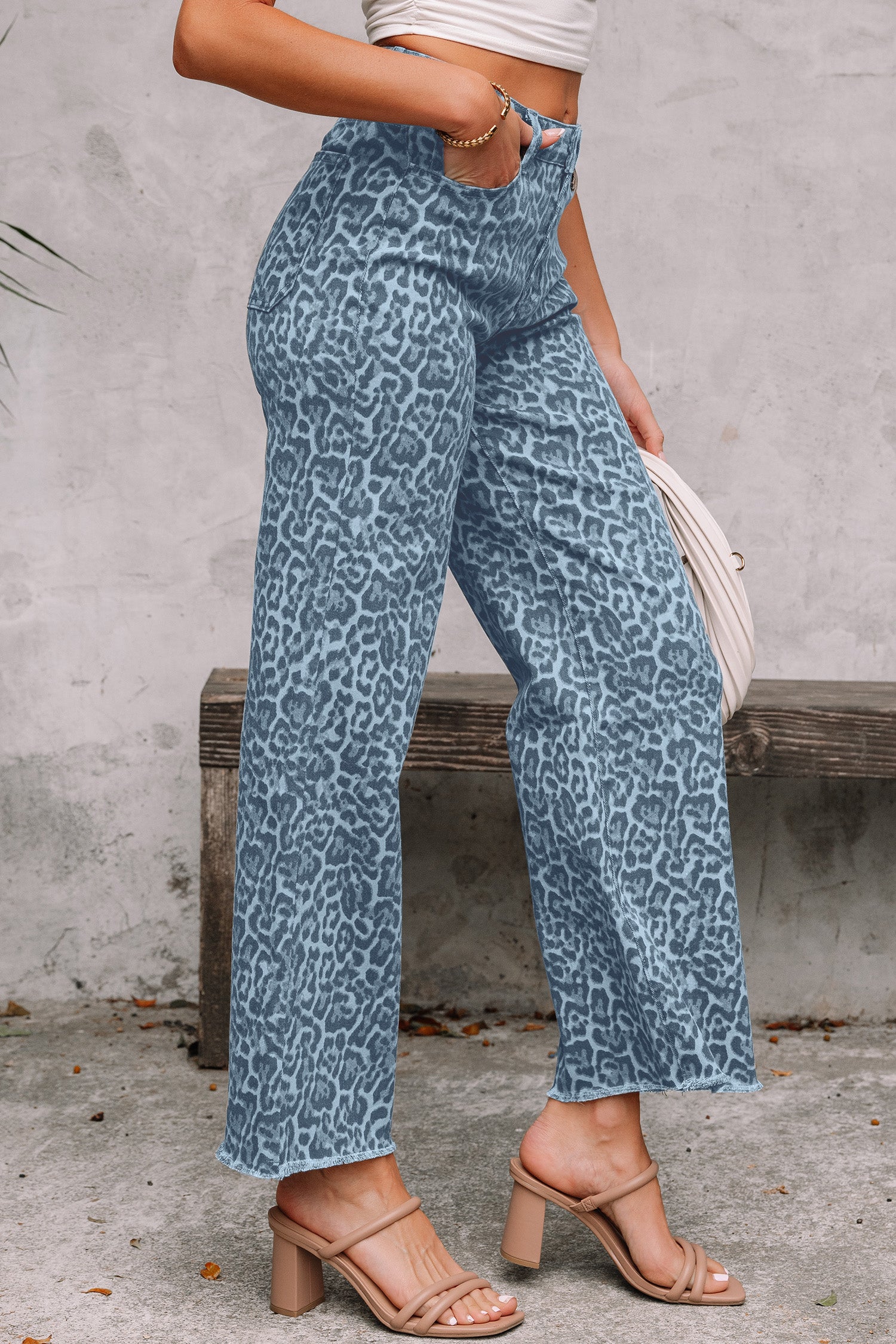 Wild Side Leopard Wide Leg Jeans