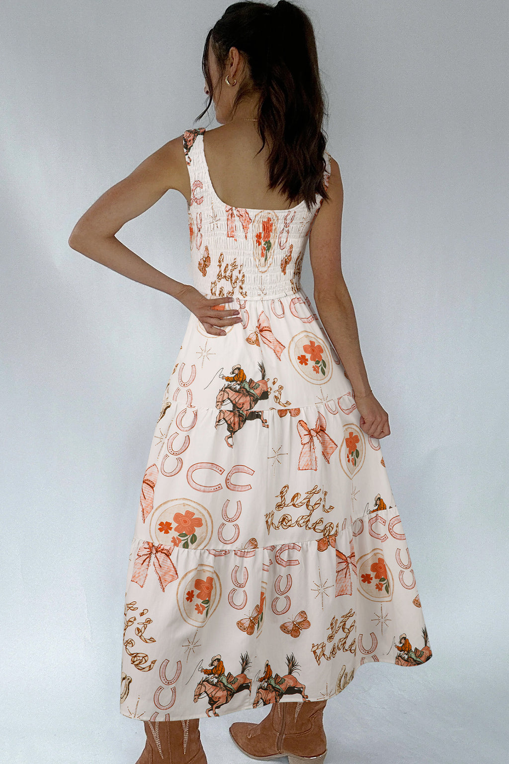 Lucky Horseshoe Western Midi Dress