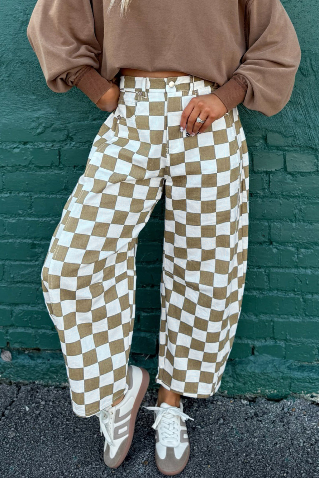 Rebel Checkered Barrel Jeans
