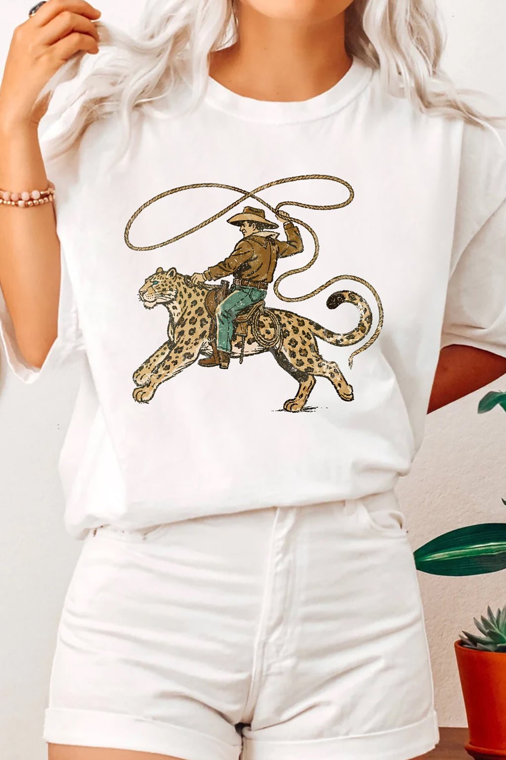 Rodeo Leopard Cowboy Graphic Tee