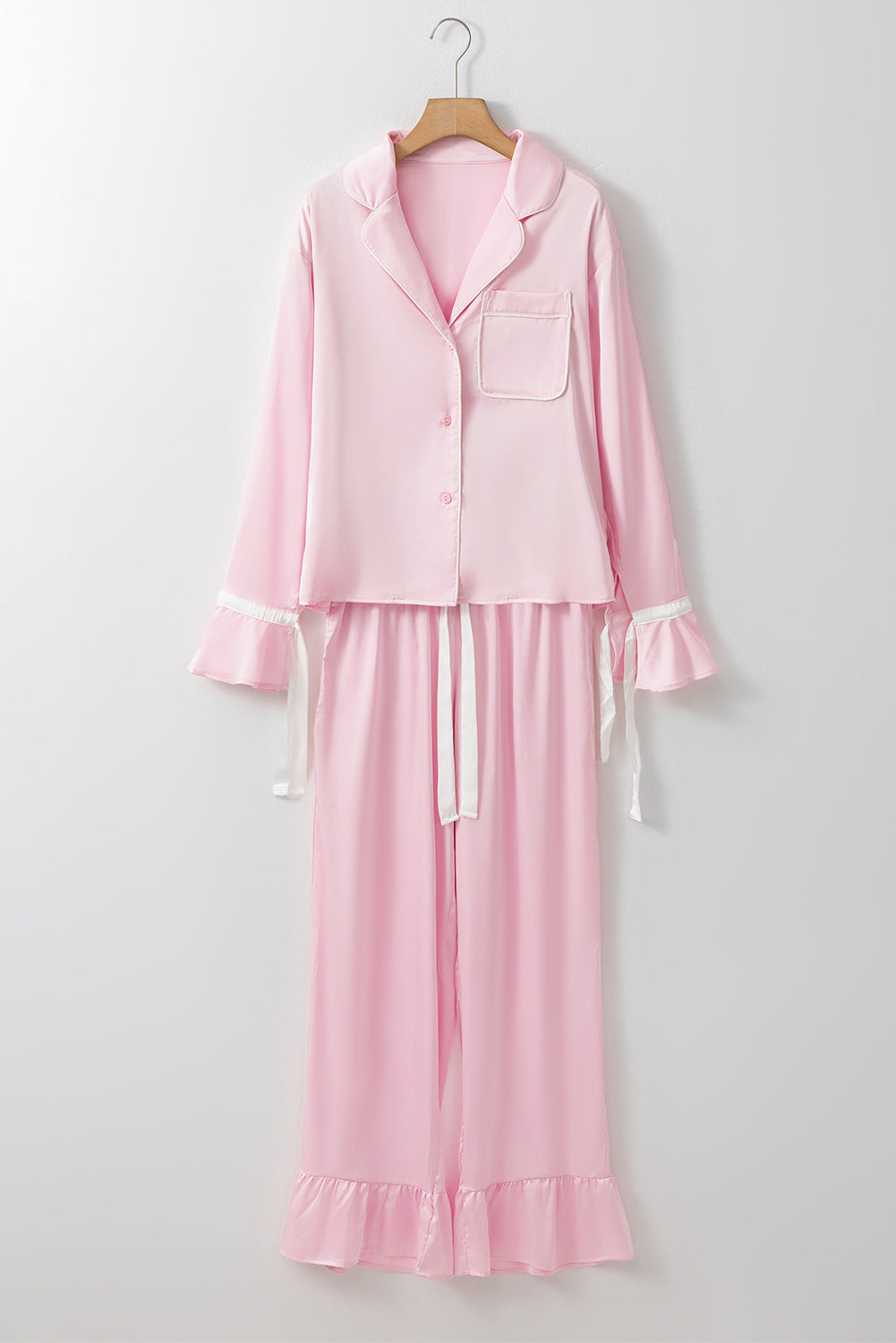 Southern Belle Pink Satin Pajama Set