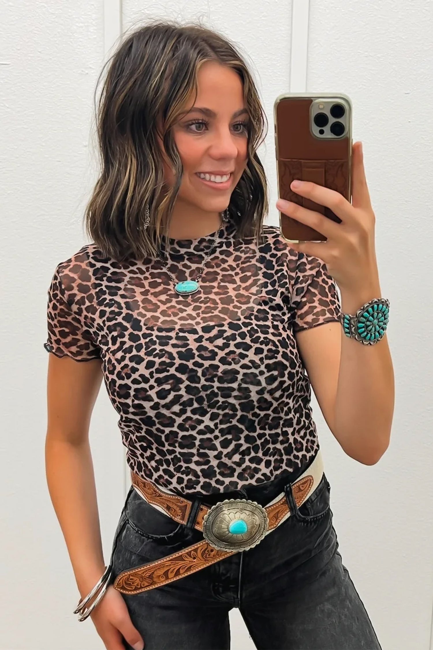 Wild Side Leopard Mesh Top